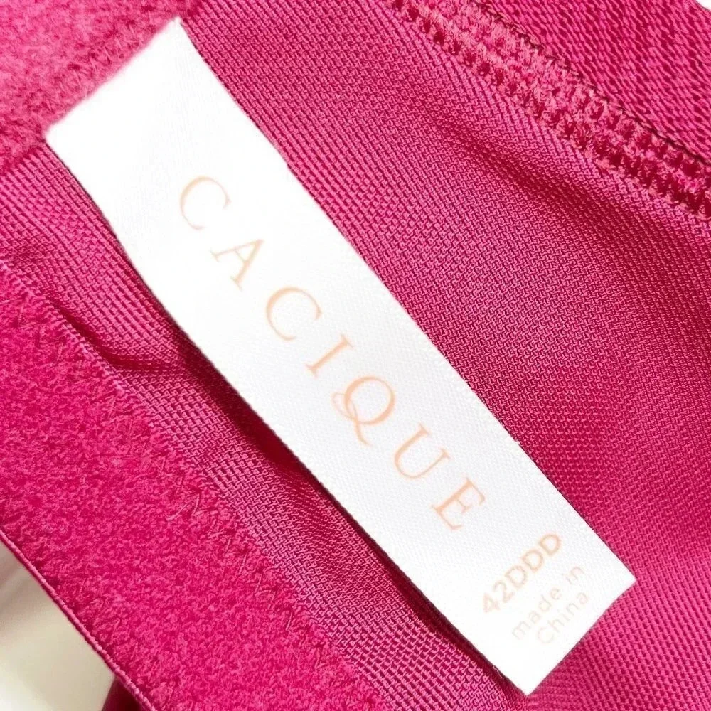 Cacique - Lane Bryant Wine & Pink Lace Lightly Lined Balconette Bra Size 42DDD
